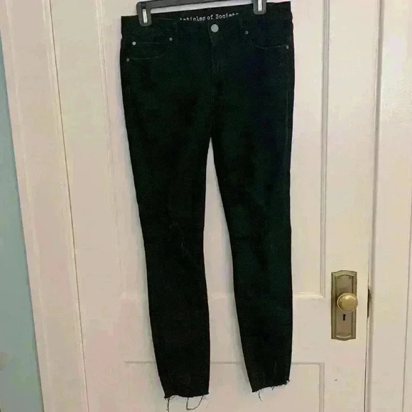 Articles of Society Black jeans Sarah Cut Off Hem Athens Destroyed Skinny sz 30 - Picture 1 of 11